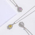 wholesale S925 Sterling Silver Euro-American Style Icy Cut High-Carbon Diamond Necklace Women's Collarbone Chain Light Luxury Pendant Cross-Border New Product-0-1