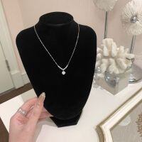 wholesale S925 Sterling Silver Dazzling Princess-style Sweet Crystal Necklace, Luxuriously Exquisite Shining Starry Sky Elegant Collarbone Chain-Platinum 925 silver