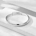 wholesale Metal Material S990 Pure Silver, Smooth Solid Silver Bangle for Women, Adjustable Push-Pull Style, Elegant Mother's Bracelet, Silver Bracelet Gift for Girlfriend-0-5
