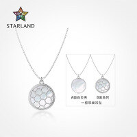 wholesale S925 Sterling Silver Cross-Border Hot-Selling Women's Necklace with White Shell Fishnet Double-Sided Pendant, Stylish and Versatile Choker-DY190692-SG-WH>925 silver