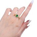 wholesale S925 silver jewelry ring, 6*8mm simulated emerald, fresh and fashionable ring for spring and summer seasons-0-4