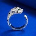 wholesale 925 Silver Gold-Plated Ring with High-Carbon Diamond Muzo Green Series, Inspired by Emerald Leopard Design-0-1