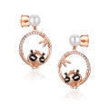 wholesale 925 Sterling Silver Cute Panda Bamboo Earrings for Women, Versatile Student Internet-Famous Exquisite Small Earrings-0-4