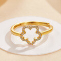 wholesale S925 sterling silver zirconia flower ring, five-leaf clover, sweet, fresh, gentle, elegant, adjustable open ring-0-2