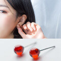 wholesale S925 Silver Pomegranate Red Earrings for Women, Lovely Red Sphere Studs, Elegant Retro Minimalist Accessories E6295-0-1