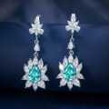wholesale Metal material first - Shipei Jewelry Green Flexible Earrings Long Drop 7*10 Paraiba 10ct2025-0-2