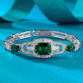 wholesale S925 Sterling Silver Simulated Emerald 8*10 Bracelet for Women, Exuding an Elegant and Sophisticated European-American Style-0-0