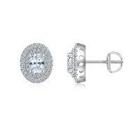 925 Sterling Silver Custom Butterfly Camellia Earrings, Trendy and Unique-E14419 Moissanite Egg-Shaped Earbuds 4*6+78 Earpieces  925 Silver Threaded Earpieces 6m