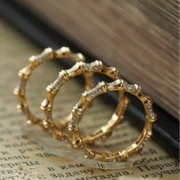 wholesale S925 Sterling Silver Red Elk Whole Body in Cold Tone Style Designer Bamboo Joint Diamond Inlaid Ring Jewelry Accessory for Women-BZ0458-Gold US Size 9