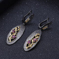 wholesale S925 silver secret garden designer earrings with pomegranate branch inlay, sophisticated style, natural pomegranate ear clips earrings-0-1