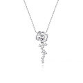 wholesale S925 Silver Nalan Fashion Versatile Rose Necklace with Sparkling Crystal Accents Small Flower Collarbone Chain Minimalist Floral Pendant Y01352-0-4