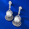 wholesale S925 Sterling Silver New 10mm Imitation Pearl Shell Bead Gourd Stud Earrings, Small and Exquisite Style-0-2
