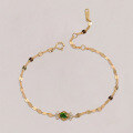 wholesale S925 silver plated with 14K gold, Japanese retro-style designed diopside bracelet by Dunli Jewelry manufacturer wholesale-0-1