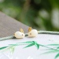 wholesale [gold-plated] S925 Sterling Silver Hetian Jade Rabbit Earrings, Palace Style Small Animal Gemstone Minimalist Elegant Earrings-0-2
