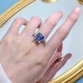 wholesale 925 silver new jewelry imported blue-gray 10*11 high-carbon diamond ring women's-0-2