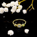 wholesale S925 Sterling Silver Gold-Plated Agate* Ring Topaz Peridot Sunflower Jewelry Light Luxury Retro Style-0-2