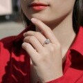 925 Silver Moissanite Classic Four-Prong Square Setting Ring-0-1