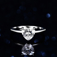 S925 Silver Heart-Shaped Moissanite Ring, 2ct Heavy Craft Factory Live-2 carats (set with D color moissanite)  9 yards
