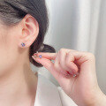 wholesale S925 Sterling Silver Cross-shaped Edge-set Colorful Zircon Ear Studs Fashion Commute Minimalist Style Earrings-0-2