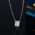 Sterling Silver Pendant with 2ct Moissanite and Emerald-Cut Bezel Setting-0-0