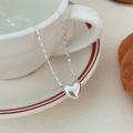 wholesale S925 Sterling Silver Minimalist Heart Pendant Necklace for Women, Small Luxury Fashion Trendy Collarbone Chain in 2024-0-4
