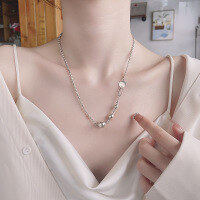 wholesale S925 Sterling Silver Beaded Ball Wish Fulfillment Sphere Pendant Round Chain Mixed Chic Style Commuter Collarbone Necklace for Women-473L/approximately 13g 925 silver