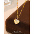 wholesale S925 Sterling Silver Women's Love Heart Texture Necklace with Micro Inlaid Zirconia-0-0
