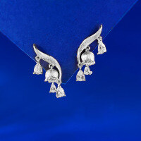 wholesale Sterling Silver New White Frosted Lily of The Valley Dangle Earrings with Advanced Design and Elegant Aesthetic for Live Streaming-E660 White Brushed 925 Silver