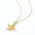 wholesale Gold Plated 925 Silver Minimalist Japanese Style Marine Life White Zircon Pendant Without Chain Women's Geometric Branch Necklace Wholesale-0-4