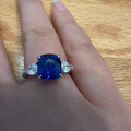 wholesale S925 Sterling Silver Simulated Sapphire 6*6mm Fat Square Blue Corundum Fashion Versatile Ring-0-3