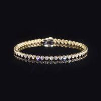 wholesale S925 Sterling Gold Plated Moissanite 23mm Fully Iced Tennis Chain Bracelet in Stock for Wholesale-2.3mm Moissanite Bracelet 7 inches (approximately 17.7cm)