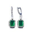 wholesale S925 Silver Ring, European and American Fashion Long Style Simulated Emerald 6*8mm Rectangle Cross-Border Earrings-0-4