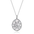 wholesale S925 silver gold-plated white shell pendant with maple leaf design, new Chinese style elegant women's necklace for wholesale and customization-0-4