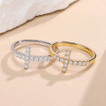 wholesale 18K Gold Plated 925 Sterling Silver Cross Moissanite Ring, New Cross-Border Fashion and Personalized Moissanite Jewelry for Foreign Trade Wholesale-0-1