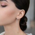 wholesale 925 Sterling Silver Zircon Ear Wire Long Drop Fringe Earrings High-End-0-1
