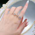 wholesale Sterling Silver 6*9 Oval Petite Three-Stone Silver Ring Ethereal and Elegant Live Cross-Border Collection-0-3