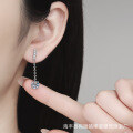 925 Sterling Silver 1ct Moissanite Classic Four-Paw Dangle Ear Studs-0-2