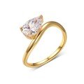 wholesale S925 gold-colored moissanite ring with a teardrop center stone, minimalist design, slimming effect for women, best-selling style-0-4