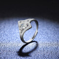 Silver Moissanite Ring Women's Skirt Fan Design-0-0