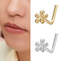 wholesale 925 Sterling Silver L-Shaped Floral Nose Ring for women-0-0