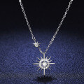 925 Silver Moissanite Hexagram Pendant Necklace-0-2