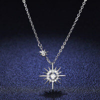 925 Silver Moissanite Hexagram Pendant Necklace-10-point Moissanite  925 Silver