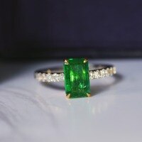 wholesale S925 Sterling Silver Red Elk Full Body Green Diamond Ring, Women's Simple and Fashionable Versatile Ring, Niche Light Luxury French-style Ring-BZ0441-Platinum-Gold US Size 10