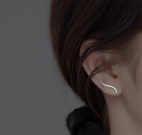 wholesale S925 silver ear hooks, frosted lines,, wave earrings, calligraphy curve earrings, ear accessories G2652-S925 silver pair silver 925 silver