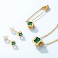 wholesale S925 Sterling Silver Korean Japanese New Simple Geometric Green Zircon Necklace, Trendy and Versatile, Ins Style, Available for Drop Shipping-0-4