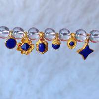 wholesale Gold-plated S925 Silver Inlaid Natural Lapis Lazuli Pendant Accessories for DIY Bracelet Necklace Hanging Ornament Handmade Cord Accessories-6# one