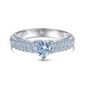 wholesale S925 Sterling Silver French Classic Women's Ring, Small and Unique, Luxurious and Elegant with a Sense of Sophistication, Featuring Blue Ice-Cut 8A Zircon-0-7