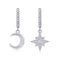 wholesale S925 Sterling Silver Fashionable and Unique Star-shaped Hoop Earrings for Women, Niche Live Cross-Border Hot-Selling Moissanite Long Drop Earrings in Stock-0-5