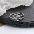 wholesale S925 Sterling Silver Double-Layer Letter CC/Double Circle Ring Ins Trendy Harajuku Style Versatile Index Finger Ring-0-3