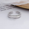wholesale S925 Sterling Silver Korean Minimalist Design Smooth Irregular Shape Bead Chain Link Open Ring-0-1